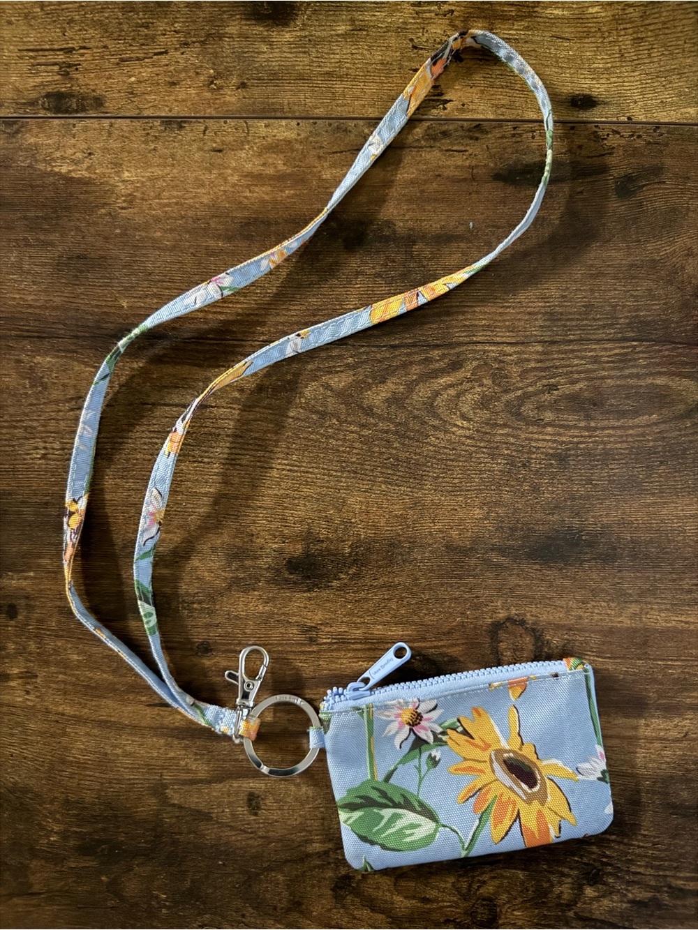 Vera Bradley Light Blue Sunflower Lanyard Card Holder